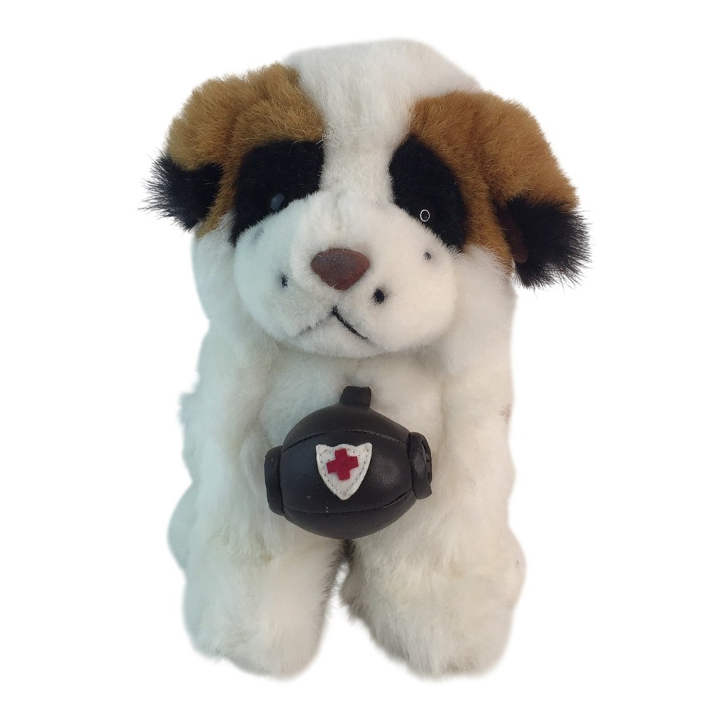 DGE Corp Saint Bernard Puppy‎ Dog Plush 10 Inch White Brown Vintage 1998